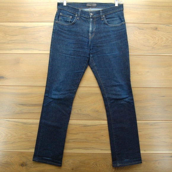 J Brand Kane Jeans Mens 30 Blue Dark Wash Straight Leg Stretch Denim Made USA - Picture 1 of 14